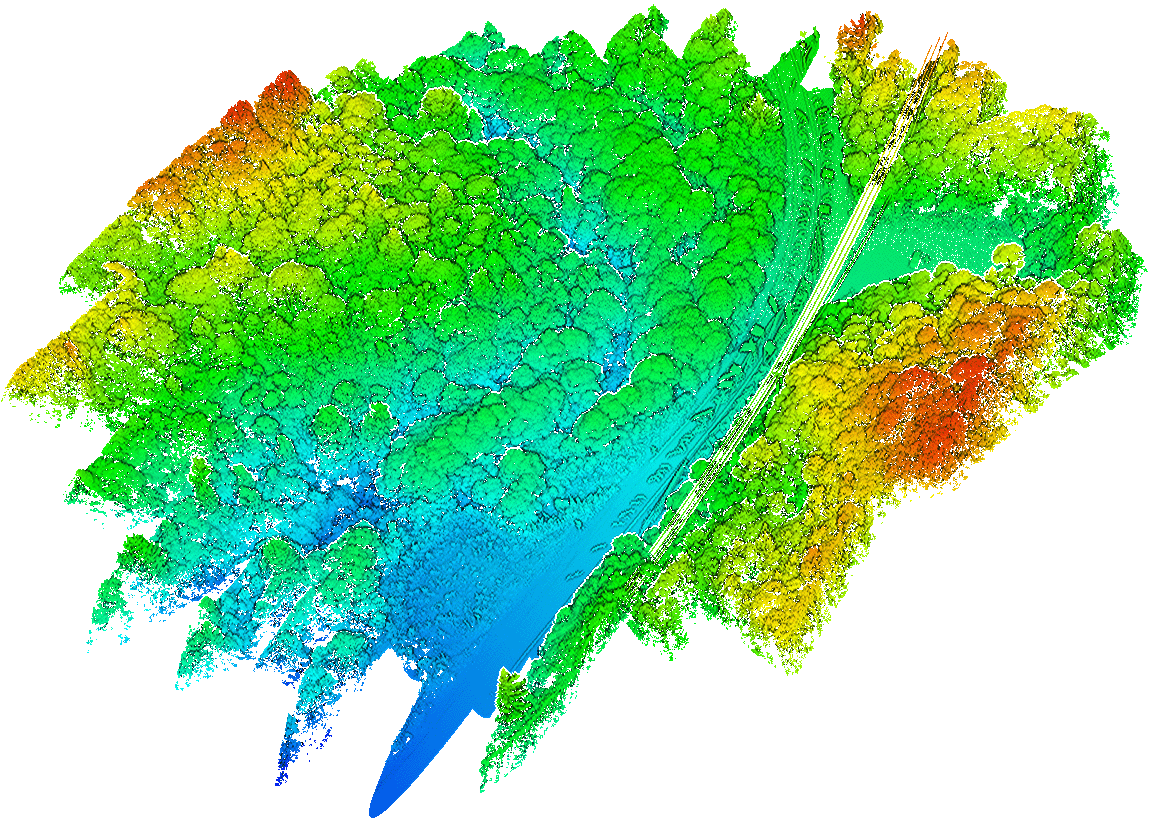 Full elevation view with height colour mapping